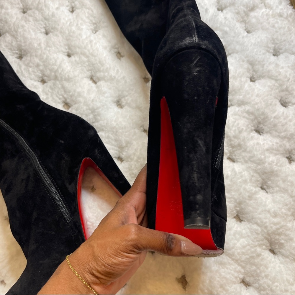 Christian Louboutin Black Heeled Boots with Red Soles - Picture 9 of 15